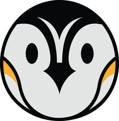 Cute Black White Penguin Head Logo Design Icon Vector Art