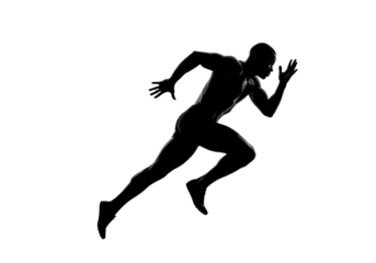 Isolated Silhouette of a Man Sprinting
