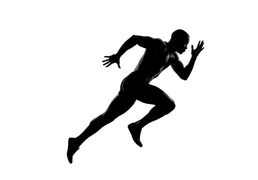 Isolated Silhouette of a Man Sprinting - Powered by Adobe