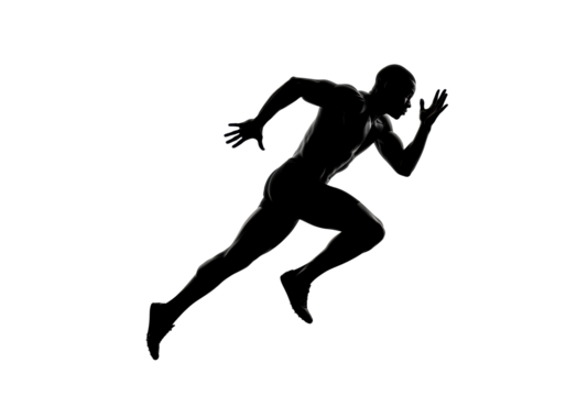 Isolated Silhouette of a Man Sprinting