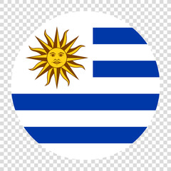 Obraz premium Flag of Uruguay. Uruguay circle flag logo icon computer vector illustration design. Checkerboard background.