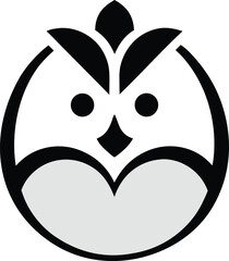 Minimalist Black And White Owl Bird Logo Icon Design Illustration Simple