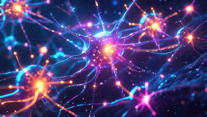 Neural Network Activity with Glowing Brain Connections, High-Resolution Concept Art