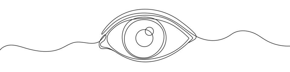 Black eye in one line art style. Eye drawing with editable stroke on white background. Vector illustration. © chekman