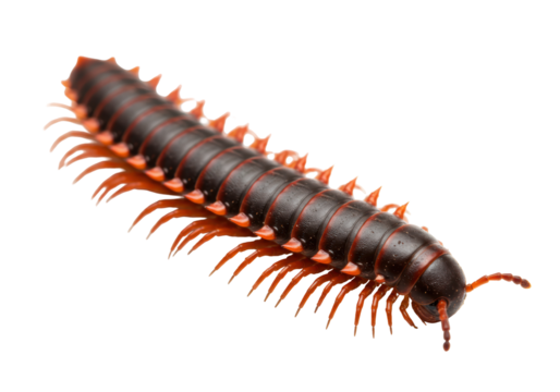 Isolated Detailed Close-up of a Centipede with Segmented Body