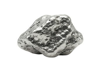 Close-up of Raw Platinum Nugget: Metal Texture and Geology