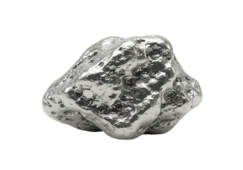 Close-up of Raw Platinum Nugget: Metal Texture and Geology