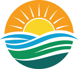 Sunrise beach logo icon design vector
