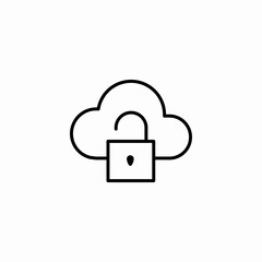 unlocked cloud security icon sign vector