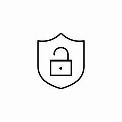 unsecured shield protection icon sign vector