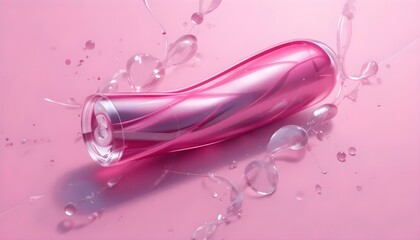Ai generated image of pink vibrator with water splash on pink background