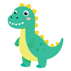 Fototapeta premium colorful little funny dinosaur illustration Vector icon isolated on white background
