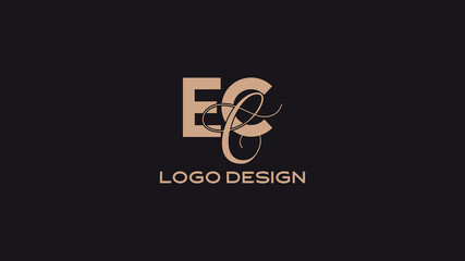 Elegant ECC monogram logo with flowing script and bold block letters on dark background, ideal for fashion, luxury branding, or creative agencies