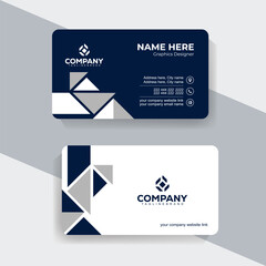 Clean Navy Blue Business Card Design with Stylish Layout. Modern corporate card design in navy blue with bold white typography highlights.