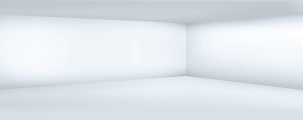 empty white 3d modern room with space clean corner background