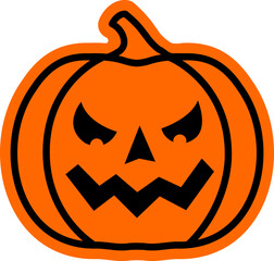 Jack o lantern pumpkin for halloween icon.
Halloween pumpkin sticker flat vector illustration isolated. 
Transparent background. SVG file.