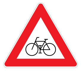 bicycles and mopeds traffic sign triangle in illustrator