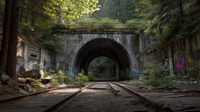 Abandoned railway tunnel nature path