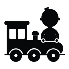 silhouette Baby On Train on white background