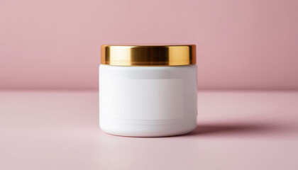 White cosmetic cream in a jar mockup on a pastel background