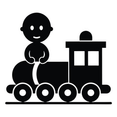 silhouette Baby On Train on white background