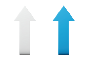 Isolated White and Blue Upward Arrow Symbols