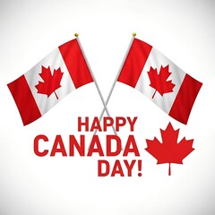 Vibrant Canada Day Celebration Two Canadian Flags and Bold Text Conveying Patriotic Joy and Festive Spirit in a Vivid Composition