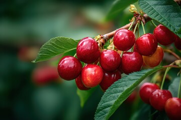 Obraz premium Black fresh cherries banner