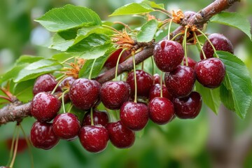 Obraz premium Black fresh cherries banner