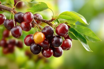 Black fresh cherries banner