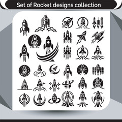 Diverse Rocket Ship Designs A Vector Collection of Spacecraft Illustrations for Creative Projects and Graphic Applications Exploring Space Travel