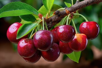 Obraz premium Black fresh cherries banner