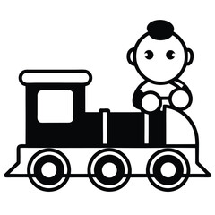 silhouette Baby On Train on white background