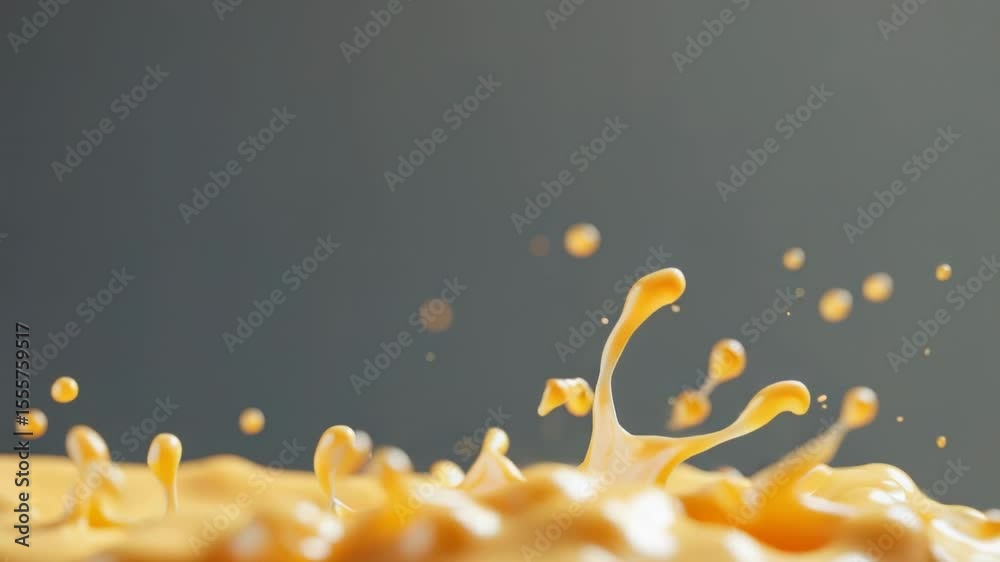 Poster a close-up shot of an orange with a splash of liquid on the top