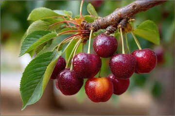 Obraz premium Black fresh cherries banner