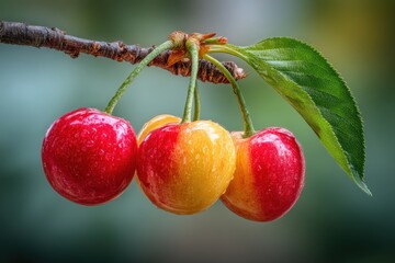 Black fresh cherries banner