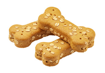 Isolated Two Bone Shaped Dog Treats with Oat Flakes