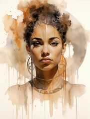 Cleopatra Portrait Pencil And Watercolor with Paper Background