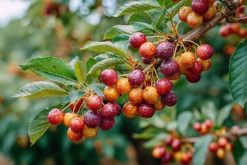 Obraz premium Black fresh cherries banner