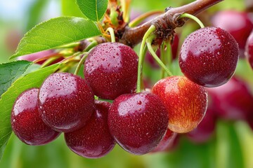 Obraz premium Black fresh cherries banner