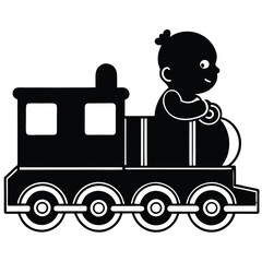 silhouette Baby On Train on white background