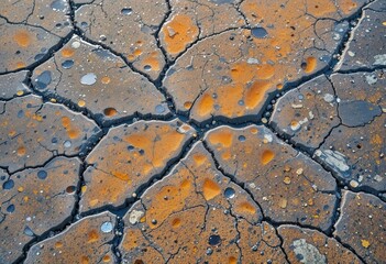 Fototapeta premium Unique textured surface with cracks and vibrant colors for desktop backgrounds