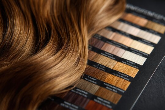 Close-up of a woman hair, the color palette set for natural color samples