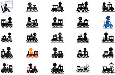 Obraz premium silhouette Baby On Train on white background