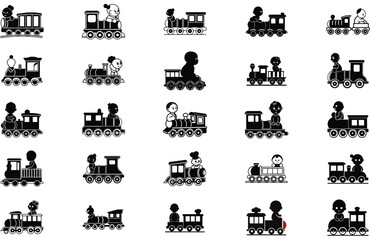 silhouette Baby On Train on white background