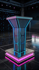 Futuristic hexagonal podium glowing neon image