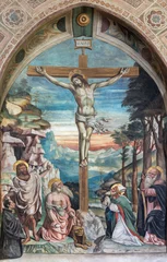 Selbstklebende Fototapeten PIACENZA, ITALY - MAY 20, 2025: The renaissance fresco of Crucifixion in the Cathedral by B. Bernardi from beginn of 16. cent.  © Renáta Sedmáková