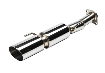 Isolated Shiny Chrome Car Muffler
