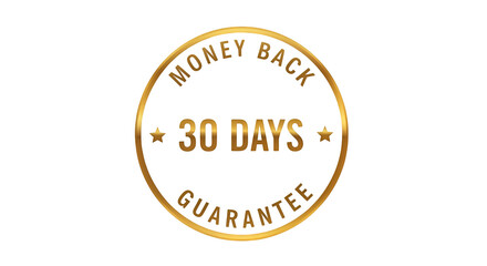 Gold Money Back Guarantee Badge with 30 Days Offer.