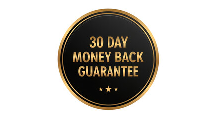 Gold and Black 30Day Money Back Guarantee Badge.